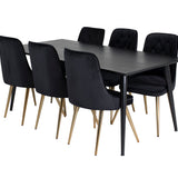 Jídelní stůl Dipp - 180*90cm - Černá dýha / celé černé nohy + Jídelní židle Velvet Deluxe - Černá / Brass_6