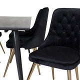 Jídelní stůl Dipp - 180*90cm - Černá dýha / celé černé nohy + Jídelní židle Velvet Deluxe - Černá / Brass_6