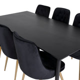 Jídelní stůl Dipp - 180*90cm - Černá dýha / celé černé nohy + Jídelní židle Velvet Deluxe - Černá / Brass_6