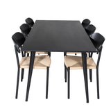 Jídelní stůl Dipp - 180*90cm - Černá dýha / celé černé nohy + Jídelní židle Polly - Černá / Přírodní _6