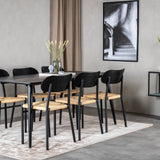 Jídelní stůl Dipp - 180*90cm - Černá dýha / celé černé nohy + Jídelní židle Polly - Černá / Přírodní _6