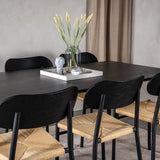 Jídelní stůl Dipp - 180*90cm - Černá dýha / celé černé nohy + Jídelní židle Polly - Černá / Přírodní _6