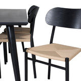 Jídelní stůl Dipp - 180*90cm - Černá dýha / celé černé nohy + Jídelní židle Polly - Černá / Přírodní _6