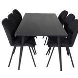 Jídelní stůl Dipp - 180*90cm - Černá dýha / celé černé nohy + Jídelní židle Gemma - Černé nohy - Black Fabric_6