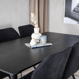 Jídelní stůl Dipp - 180*90cm - Černá dýha / celé černé nohy + Jídelní židle Gemma - Černé nohy - Black Fabric_6