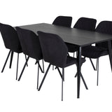 Jídelní stůl Dipp - 180*90cm - Černá dýha / celé černé nohy + Jídelní židle Gemma - Černé nohy - Black Fabric_6