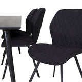 Jídelní stůl Dipp - 180*90cm - Černá dýha / celé černé nohy + Jídelní židle Gemma - Černé nohy - Black Fabric_6