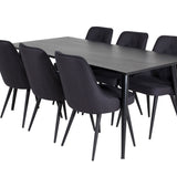 Jídelní stůl Dipp - 180*90cm - Černá dýha / celé černé nohy + Jídelní židle Velvet Deluxe - Černé nohy - Black Fabric_6