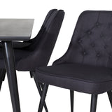 Jídelní stůl Dipp - 180*90cm - Černá dýha / celé černé nohy + Jídelní židle Velvet Deluxe - Černé nohy - Black Fabric_6