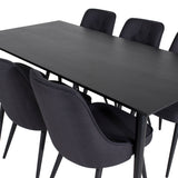 Jídelní stůl Dipp - 180*90cm - Černá dýha / celé černé nohy + Jídelní židle Velvet Deluxe - Černé nohy - Black Fabric_6