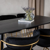 Jídelní stůl Dipp - 180*90cm - Černá dýha / celé černé nohy + Křeslo Arrow - Mosazné nohy - Black Velvet_6