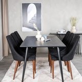 Jídelní stůl Dipp - 180*90cm - Černá dýha / celé černé nohy + Jídelní židle Leone - Ořechové nohy - Black Fabric_6