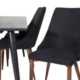 Jídelní stůl Dipp - 180*90cm - Černá dýha / celé černé nohy + Jídelní židle Leone - Ořechové nohy - Black Fabric_6