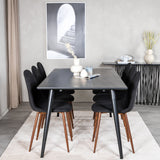 Jídelní stůl Dipp - 180*90cm - Černá dýha / celé černé nohy + Jídelní židle Polar - Ořechové nohy - Černá látka_6