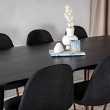 Jídelní stůl Dipp - 180*90cm - Černá dýha / celé černé nohy + Jídelní židle Polar - Ořechové nohy - Černá látka_6