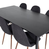 Jídelní stůl Dipp - 180*90cm - Černá dýha / celé černé nohy + Jídelní židle Polar - Ořechové nohy - Černá látka_6