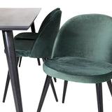 Jídelní stůl Dipp - 180*90cm - Černá dýha / celé černé nohy + Sametová jídelní židle - Zelená / Černá_6