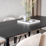 Jídelní stůl Dipp - 180*90cm - Černá dýha / celé černé nohy + Sametová jídelní židle - Béžová / Černá_6