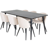 Jídelní stůl Dipp - 180*90cm - Černá dýha / celé černé nohy + Sametová jídelní židle - Béžová / Černá_6