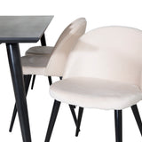 Jídelní stůl Dipp - 180*90cm - Černá dýha / celé černé nohy + Sametová jídelní židle - Béžová / Černá_6