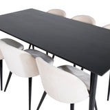 Jídelní stůl Dipp - 180*90cm - Černá dýha / celé černé nohy + Sametová jídelní židle - Béžová / Černá_6