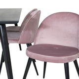 Jídelní stůl Dipp - 180*90cm - Černá dýha / celé černé nohy + Sametová jídelní židle - Růžová / Černá_6