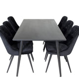 Jídelní stůl Dipp - 180*90cm - Černá dýha / celé černé nohy + Jídelní židle Velvet Deluxe - Černá / Black_6