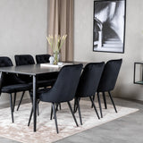 Jídelní stůl Dipp - 180*90cm - Černá dýha / celé černé nohy + Jídelní židle Velvet Deluxe - Černá / Black_6