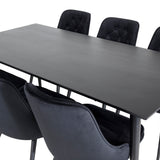 Jídelní stůl Dipp - 180*90cm - Černá dýha / celé černé nohy + Jídelní židle Velvet Deluxe - Černá / Black_6