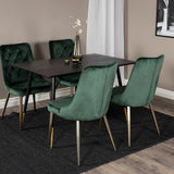 Jídelní stůl Dipp - 120 cm - Černá dýha - Černé nohy š. Brass dipp+Velvet Deluxe Jídelní židle - Zelená / Brass_4