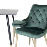 Jídelní stůl Dipp - 120 cm - Černá dýha - Černé nohy š. Brass dipp+Velvet Deluxe Jídelní židle - Zelená / Brass_4