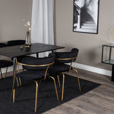 Jídelní stůl Dipp - 120 cm - Černá dýha - Černé nohy š. Mosazné křeslo dipp+Arrow - Mosazné nohy - Black Velvet_4