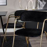 Jídelní stůl Dipp - 120 cm - Černá dýha - Černé nohy š. Mosazné křeslo dipp+Arrow - Mosazné nohy - Black Velvet_4