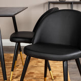 Jídelní stůl Dipp - 120 cm - Černá dýha - Černé nohy š. Mosazný dipp+Velvet Jídelní židle w. Stiches - PU - Black / Black_4