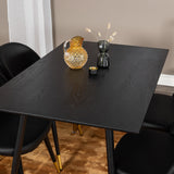 Jídelní stůl Dipp - 120 cm - Černá dýha - Černé nohy š. Mosazný dipp+Velvet Jídelní židle w. Stiches - PU - Black / Black_4