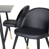 Jídelní stůl Dipp - 120 cm - Černá dýha - Černé nohy š. Mosazný dipp+Velvet Jídelní židle w. Stiches - PU - Black / Black_4