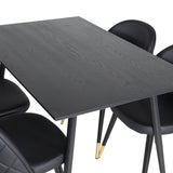 Jídelní stůl Dipp - 120 cm - Černá dýha - Černé nohy š. Mosazný dipp+Velvet Jídelní židle w. Stiches - PU - Black / Black_4