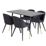 Jídelní stůl Dipp - 120 cm - Černá dýha - Černé nohy š. Mosazný dipp+Velvet Jídelní Chiar - Černé nohy- Black Fabric_4