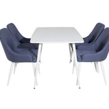 Polar Jídelní stůl 120 cm - Bílá Bílá+Jídelní židle Plaza - Bílé Nohy - Modrá Fabric_4