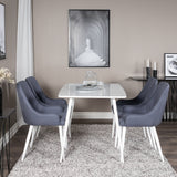 Polar Jídelní stůl 120 cm - Bílá Bílá+Jídelní židle Plaza - Bílé Nohy - Modrá Fabric_4