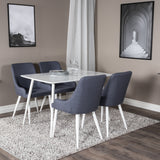 Polar Jídelní stůl 120 cm - Bílá Bílá+Jídelní židle Plaza - Bílé Nohy - Modrá Fabric_4