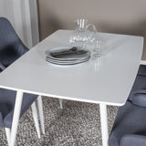 Polar Jídelní stůl 120 cm - Bílá Bílá+Jídelní židle Plaza - Bílé Nohy - Modrá Fabric_4