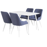 Polar Jídelní stůl 120 cm - Bílá Bílá+Jídelní židle Plaza - Bílé Nohy - Modrá Fabric_4