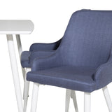 Polar Jídelní stůl 120 cm - Bílá Bílá+Jídelní židle Plaza - Bílé Nohy - Modrá Fabric_4