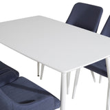 Polar Jídelní stůl 120 cm - Bílá Bílá+Jídelní židle Plaza - Bílé Nohy - Modrá Fabric_4