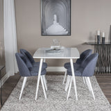 Jídelní stůl Polar 120 cm - Bílá Bílá+Velvet Jídelní Chiar - Bílé nohy - Modrá Fabric_4