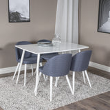 Jídelní stůl Polar 120 cm - Bílá Bílá+Velvet Jídelní Chiar - Bílé nohy - Modrá Fabric_4