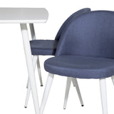 Jídelní stůl Polar 120 cm - Bílá Bílá+Velvet Jídelní Chiar - Bílé nohy - Modrá Fabric_4