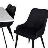 Estelle Jídelní stůl 200*90*H76 - Bílá / Černá+Plaza Jídelní židle - Černé nohy - Černá Fabric_6