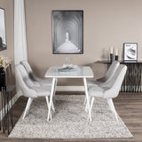 Polar Jídelní stůl 120 cm - Bílá Bílá+Velvet Deluxe Jídelní židle - Bílé nohy - Světle šedá Fabric_4